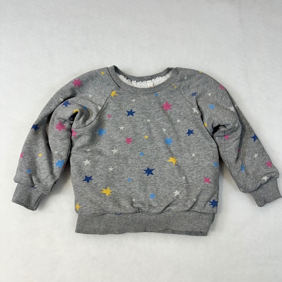 Hanna Andersson Kids Gray Sherpa Lined Star Sweatshirt 100cm US 4 FWH19 - Picture 1 of 5